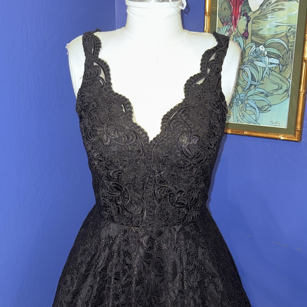 Black lace Tempest Storm dress by Tatyana